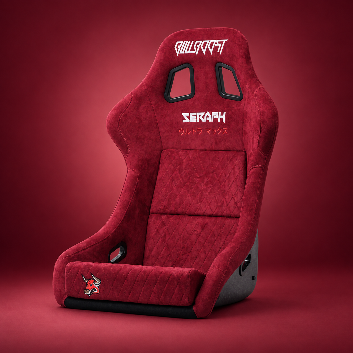 Wine Red Bull Boost Adjustable Racing Lowered Ultra Max Bucket Seat with Slider Rails