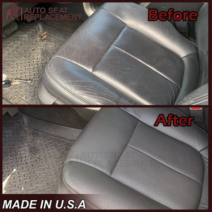 2009 - 2014 Ford F-150 Lariat Replacement Perforated Genuine Leather / Synthetic Leather Seat Cover In Black