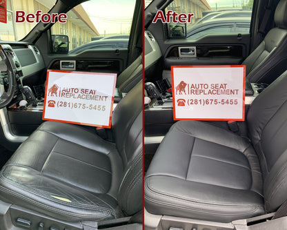2011 - 2014 Ford F-150 Perforated Genuine Leather or Synthetic Leather Black W/ Red Pipping Seat Covers