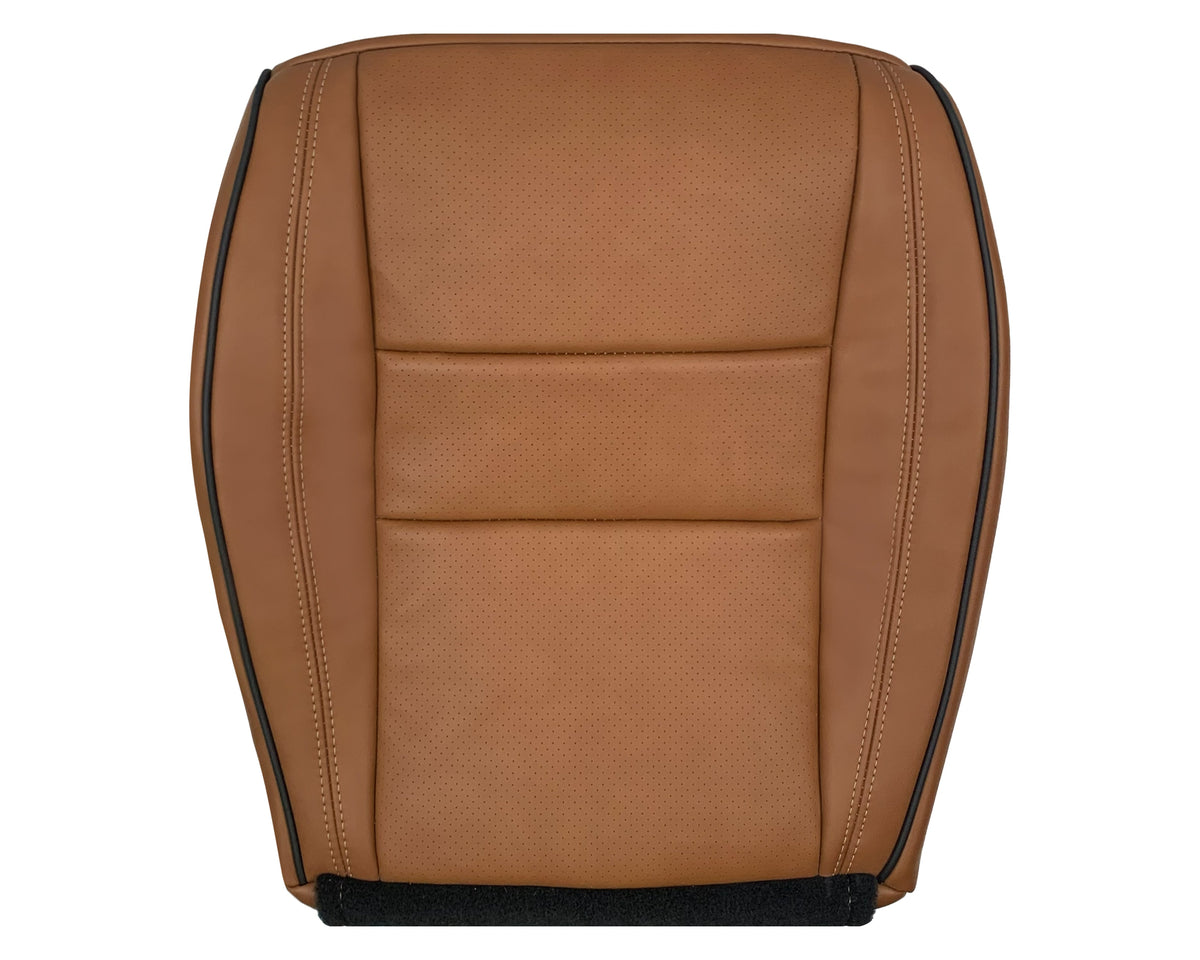 2011-2021 Jeep Grand Cherokee Overland Replacement Perforated Seat Cover: Saddle Brown w/Black Piping