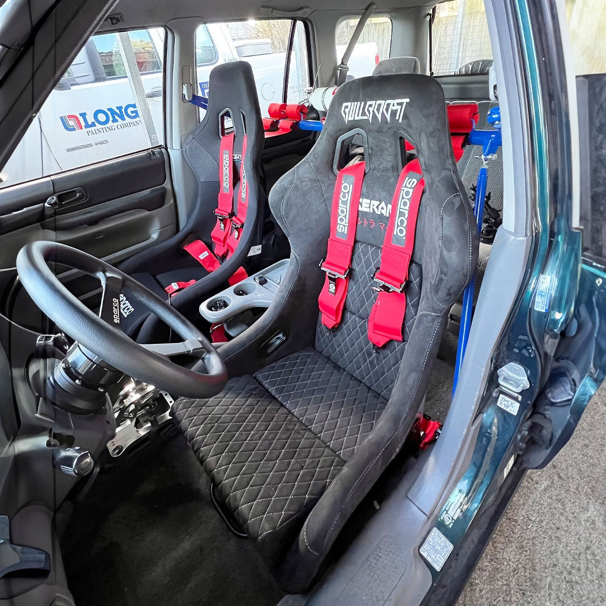 Wine Red Bull Boost Adjustable Racing Lowered Ultra Max Bucket Seat with Slider Rails