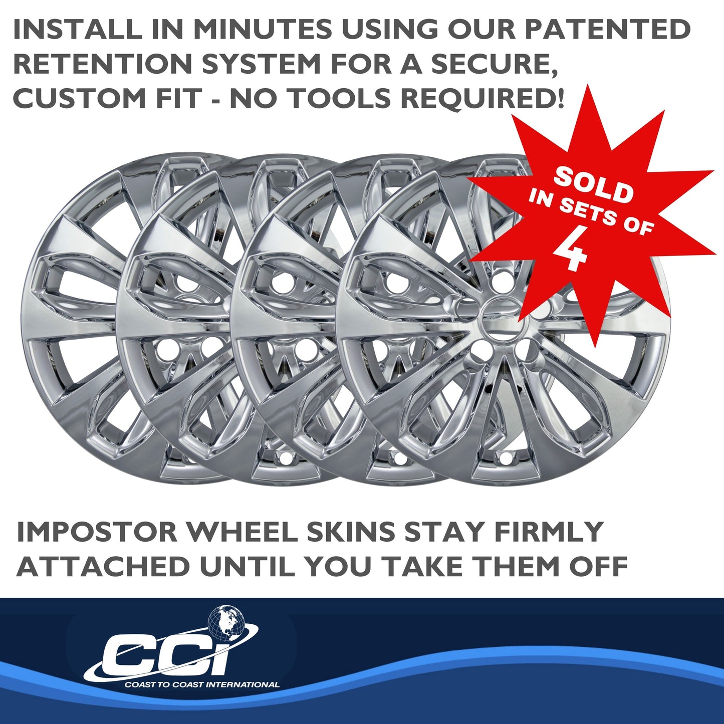Coast To Coast Wheel Cover 18 Inch 5 Double Spoke Chrome Set Of 4