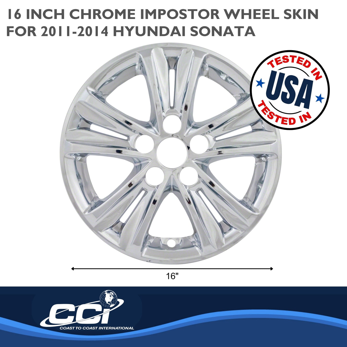 Coast To Coast Wheel Cover 16 Inch 5 Split Spoke Chrome Set Of 4