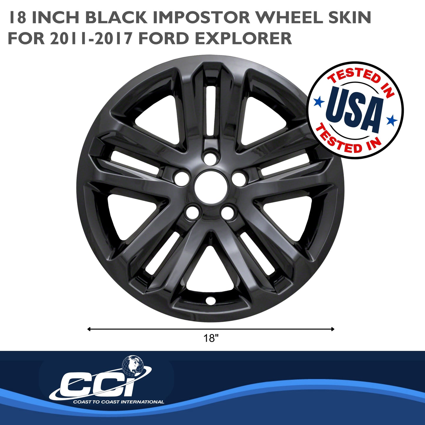 Coast To Coast Wheel Cover 18 Inch 5 Spoke Gloss Black Set Of 4