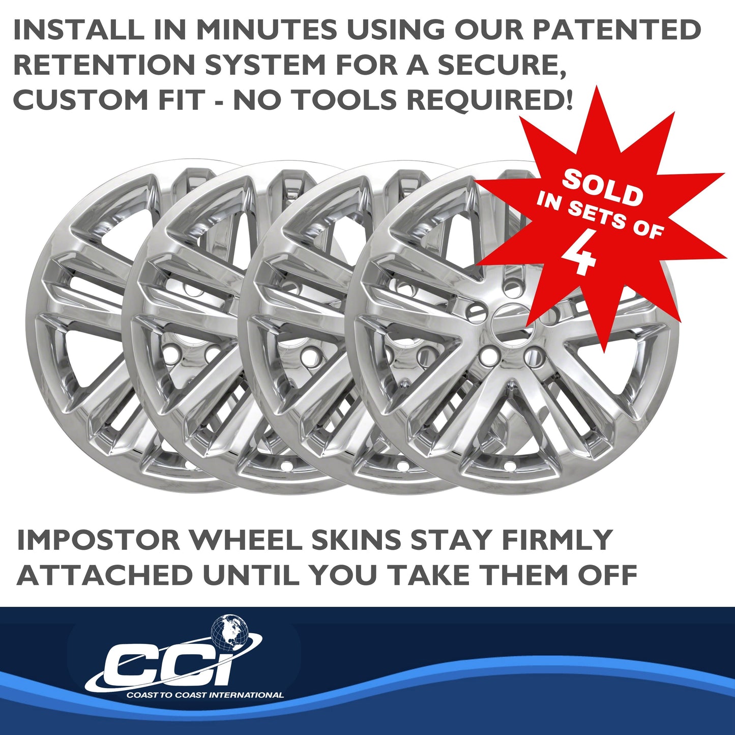 Coast To Coast Wheel Cover 18 Inch 5 Split Spoke Chrome Set Of 4