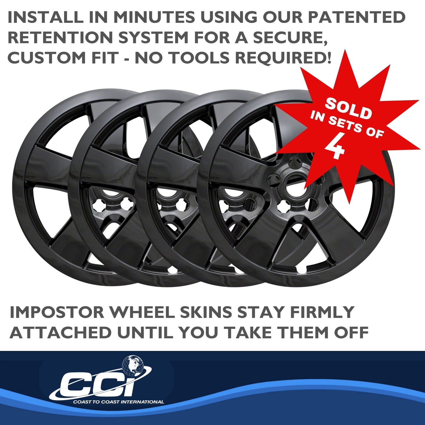 Coast To Coast Wheel Cover 16 Inch 5 Spoke Gloss Black Set Of 4