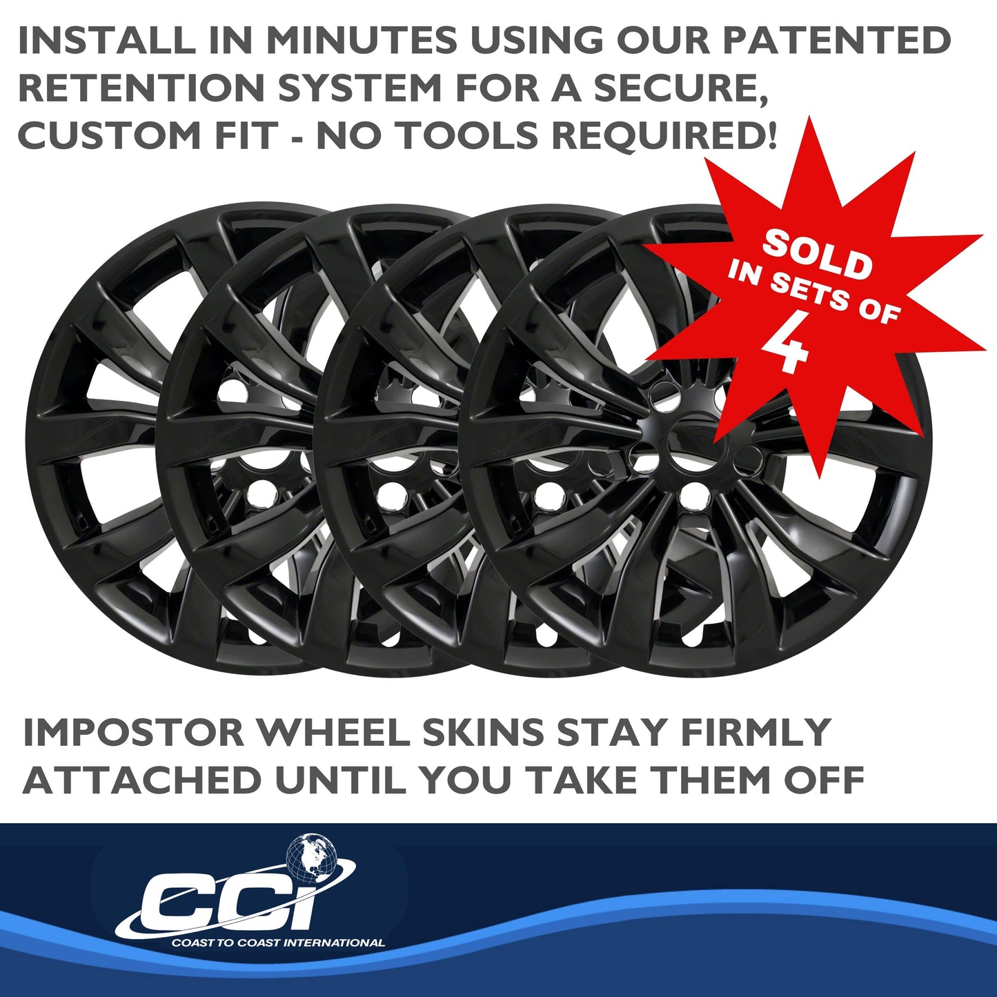 Coast To Coast Wheel Cover 17 Inch 10 Spoke Gloss Black Set Of 4