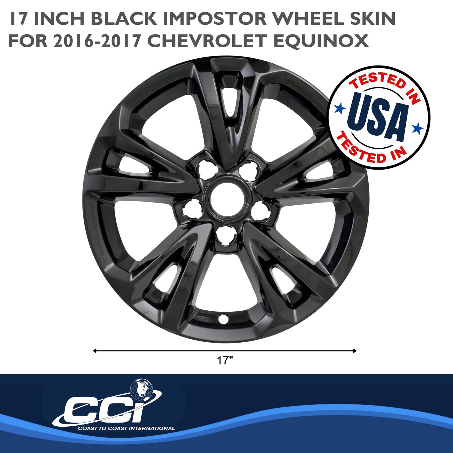 Coast To Coast Wheel Cover 17 Inch 5 V Spoke Black Set Of 4