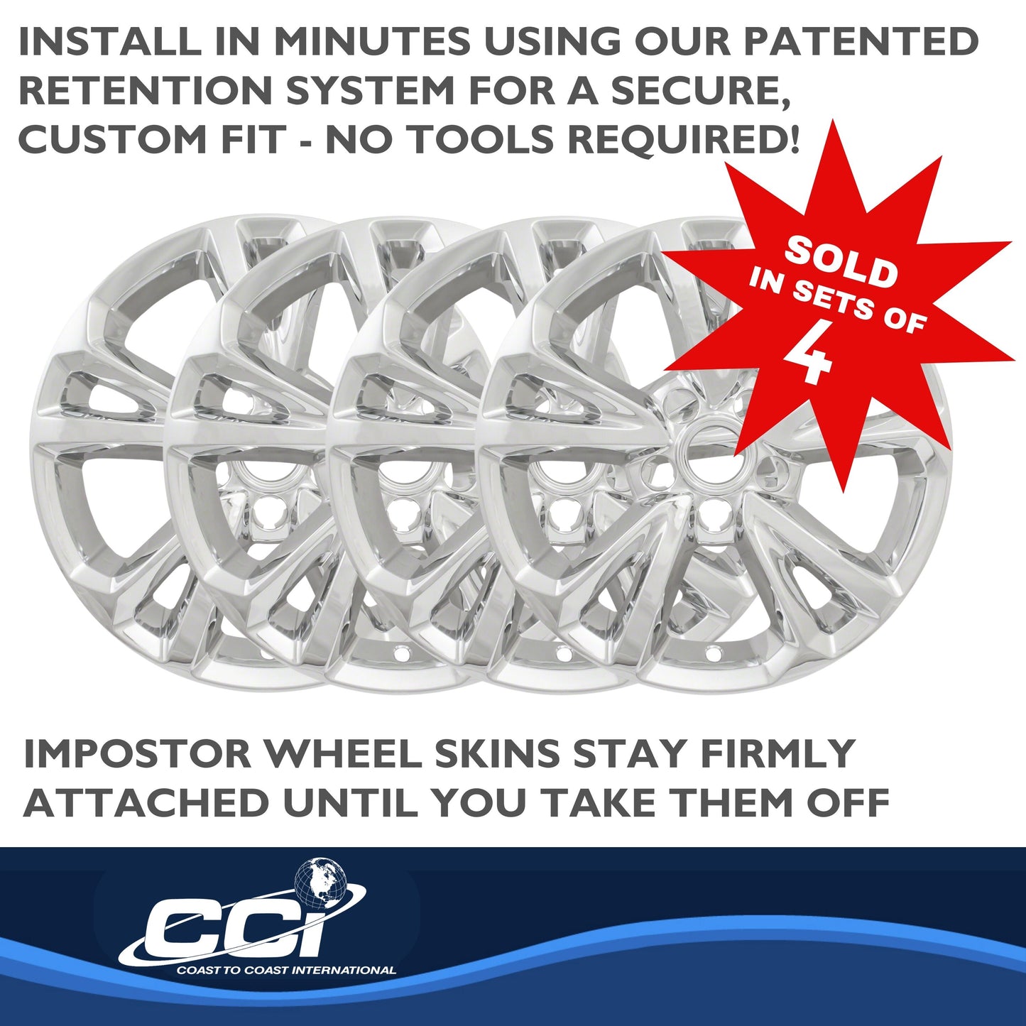 Coast To Coast Wheel Cover 17 Inch 5 V Spoke Chrome Set Of 4