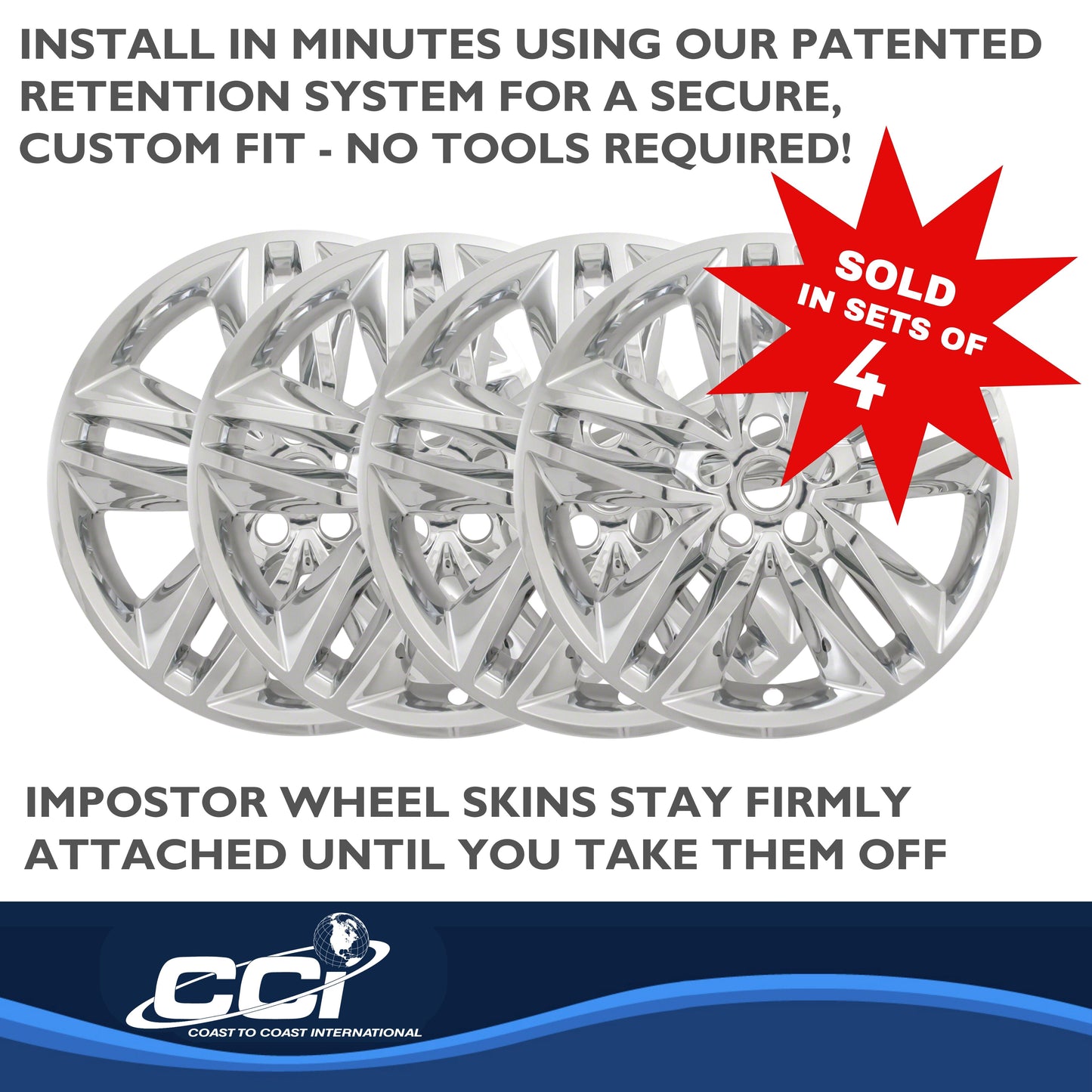 Coast To Coast Wheel Cover 18 Inch 5 Double Spoke Chrome Set Of 4