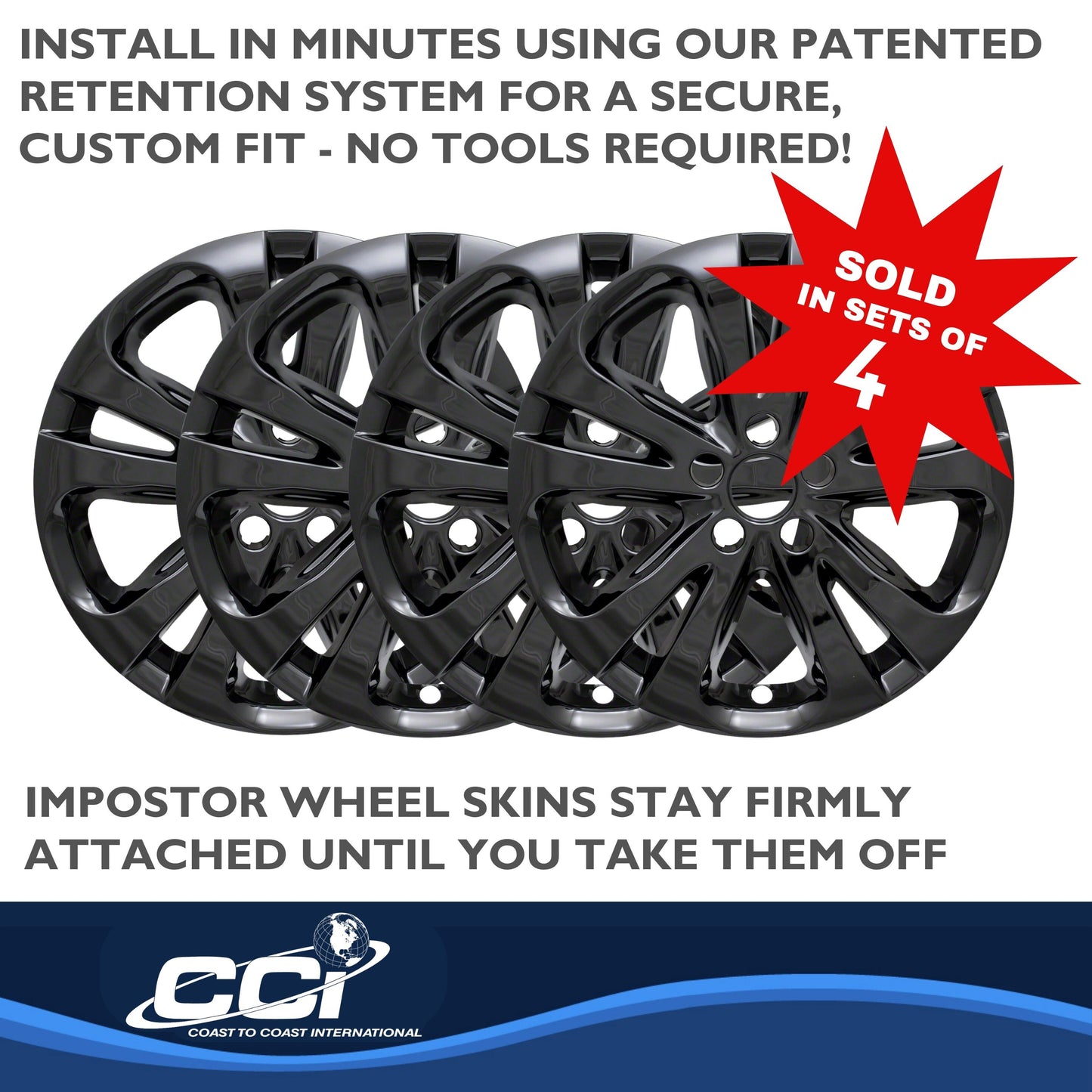Coast To Coast Wheel Cover 17 Inch 10 Spoke Gloss Black Set Of 4