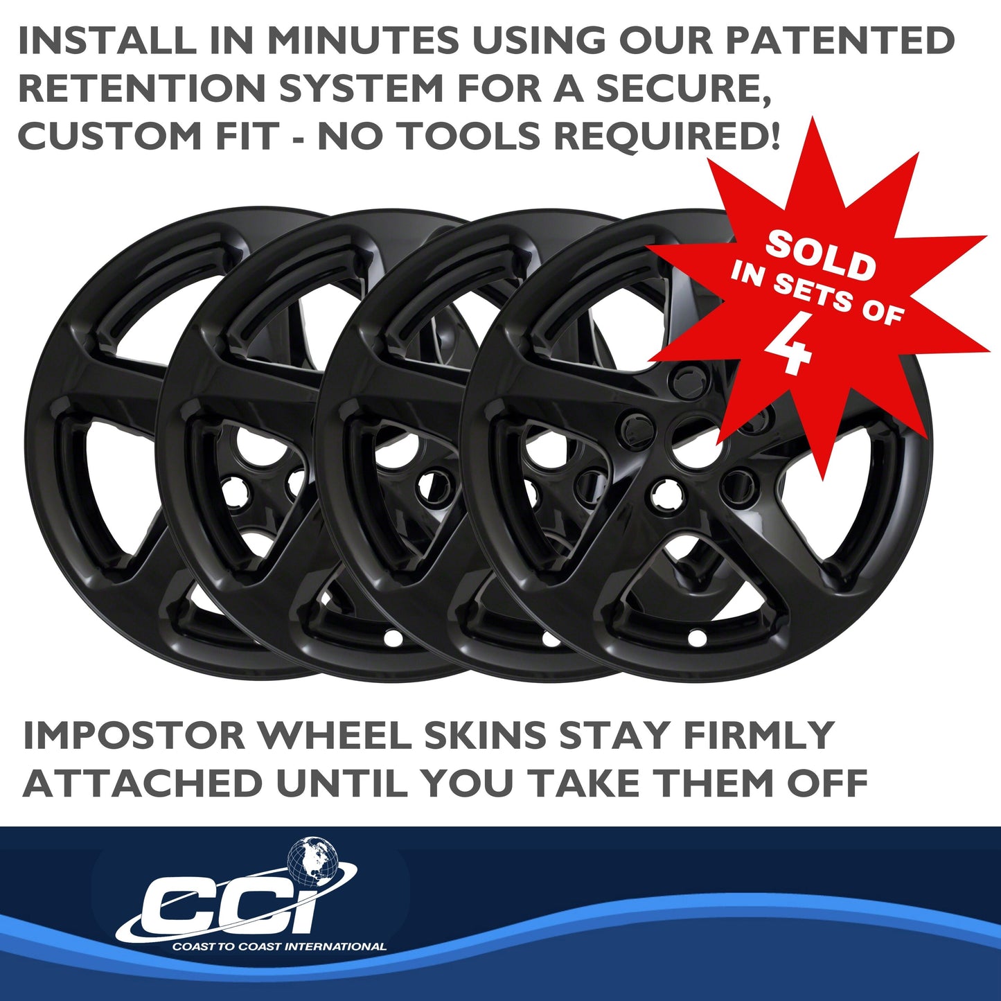Coast To Coast Wheel Cover 16 Inch 5 Spoke Gloss Black Set Of 4