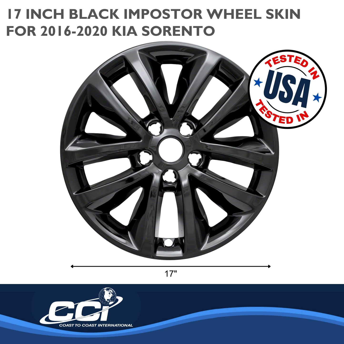 Coast To Coast Wheel Cover 17 Inch 10 Spoke Gloss Black Set Of 4