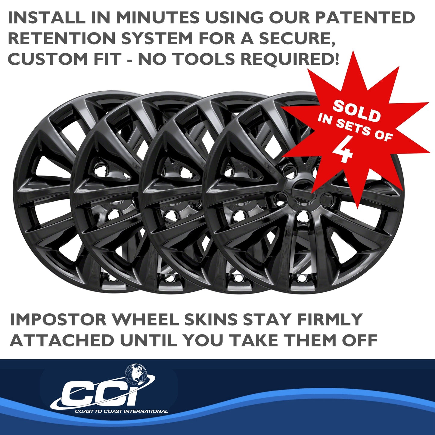 Coast To Coast Wheel Cover 17 Inch 10 Spoke Gloss Black Set Of 4