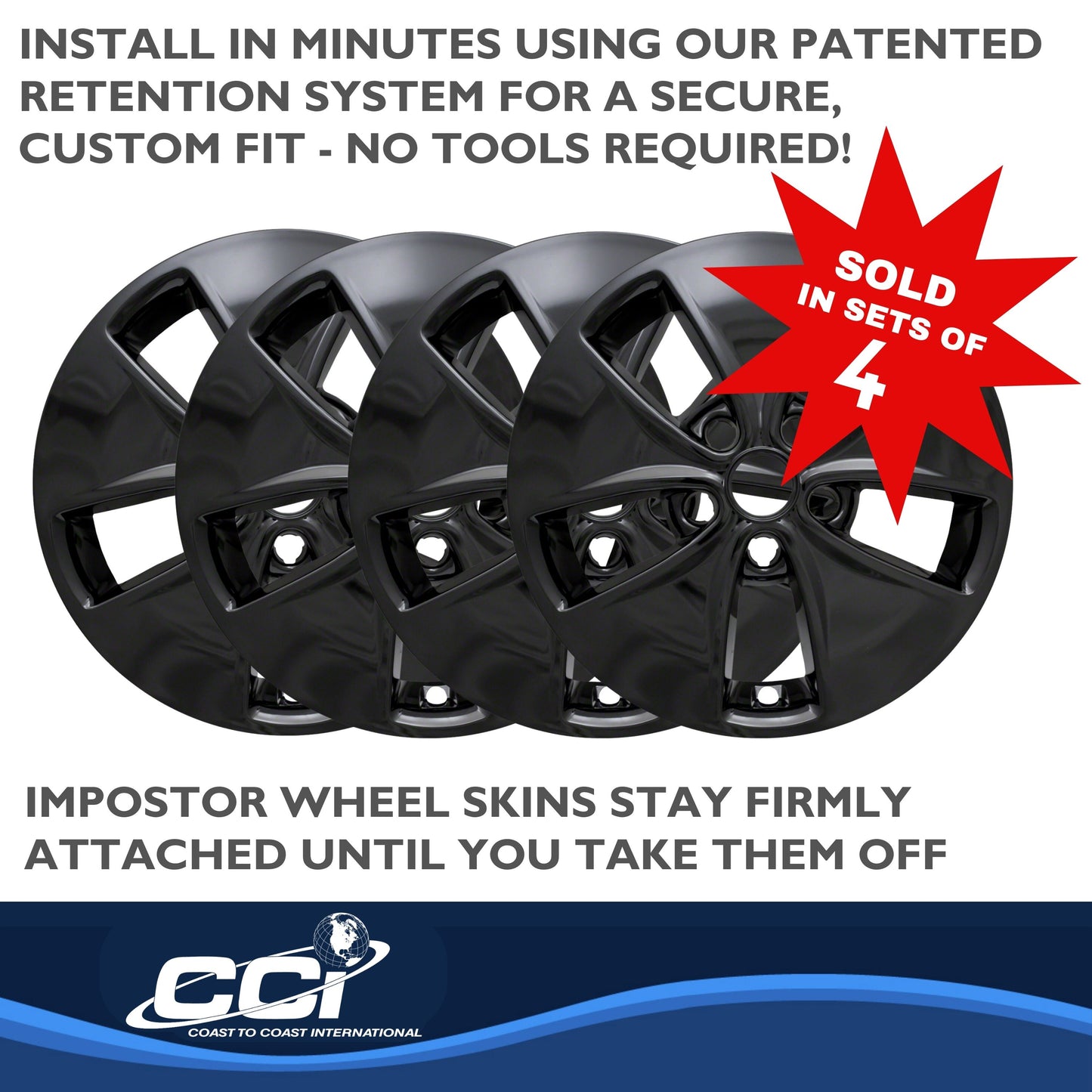 Coast To Coast Wheel Cover 16 Inch 5 Spoke Gloss Black Set Of 4