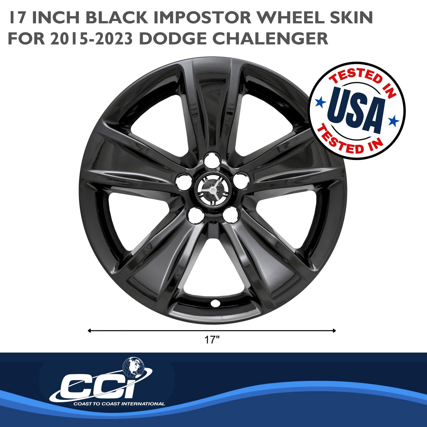 Coast To Coast Wheel Cover 18 Inch 5 Spoke Gloss Black Set Of 4