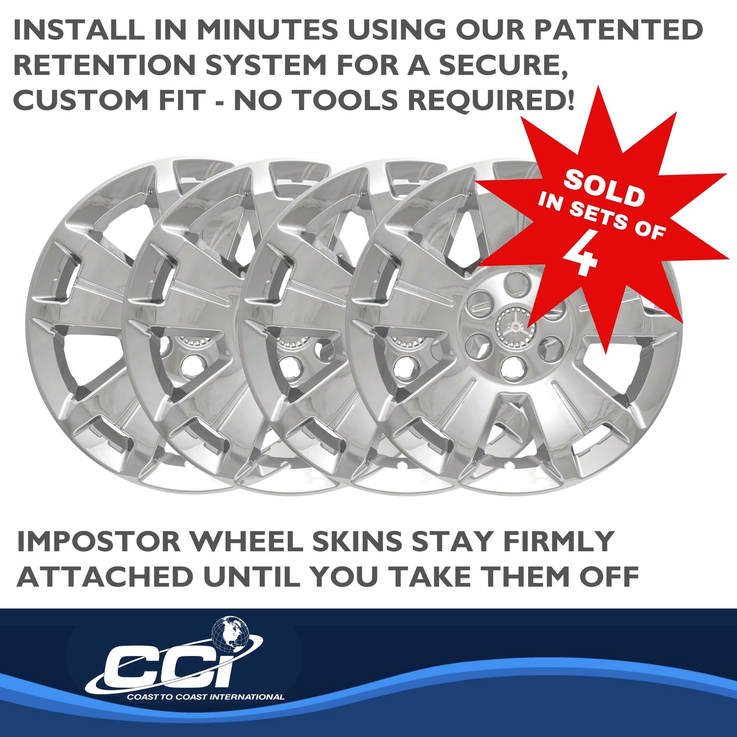 Coast To Coast Wheel Cover 17 Inch 5 Spoke Chrome Set Of 4