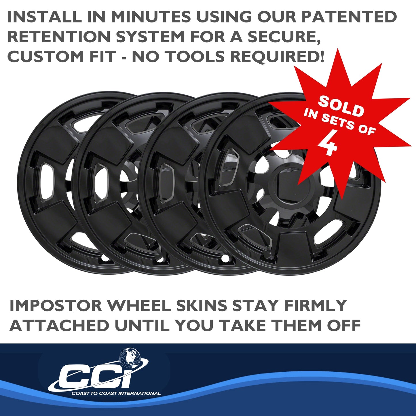 Coast To Coast Wheel Cover 17 Inch 5 Spoke Gloss Black Set Of 4