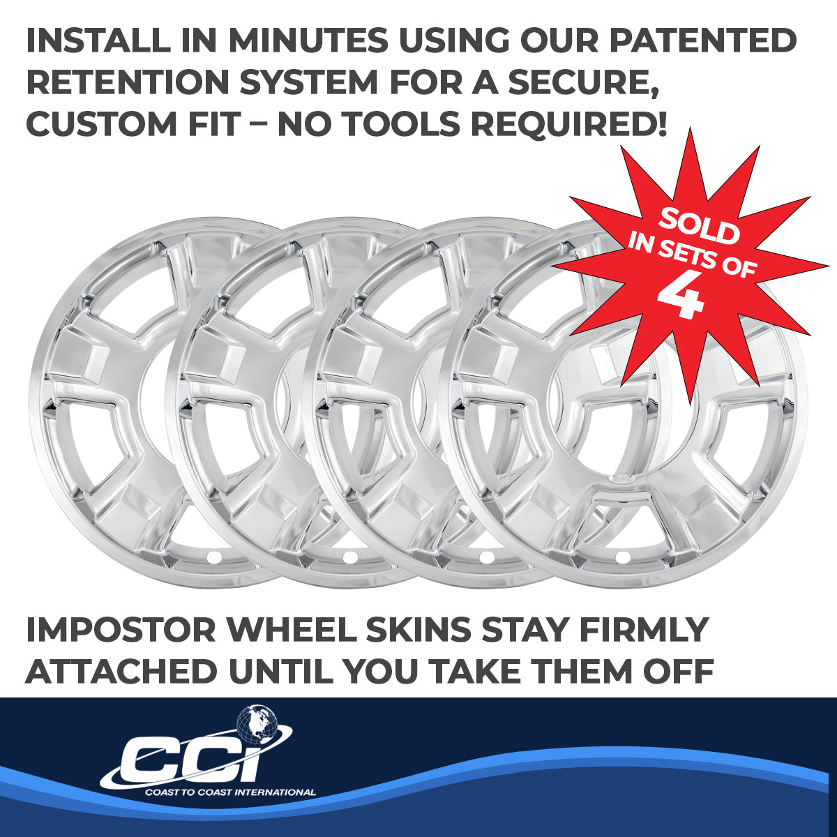 Coast To Coast Wheel Cover 17 Inch 5 Spoke Chrome Set Of 4