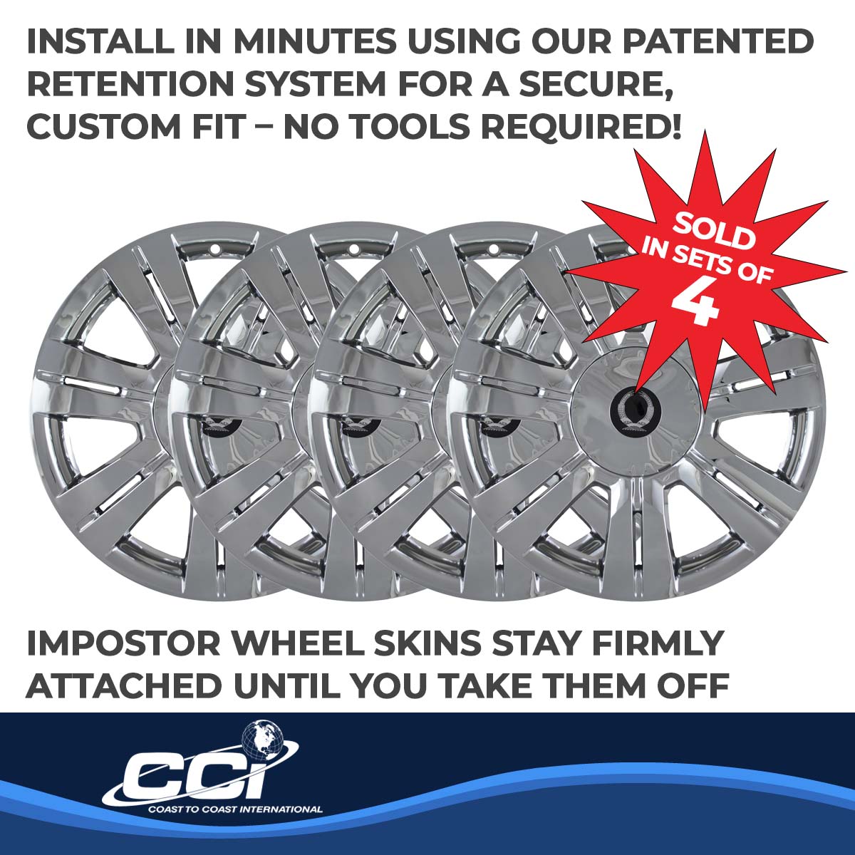 Coast To Coast Wheel Cover 18 Inch 7 Double Spoke Chrome Set Of 4