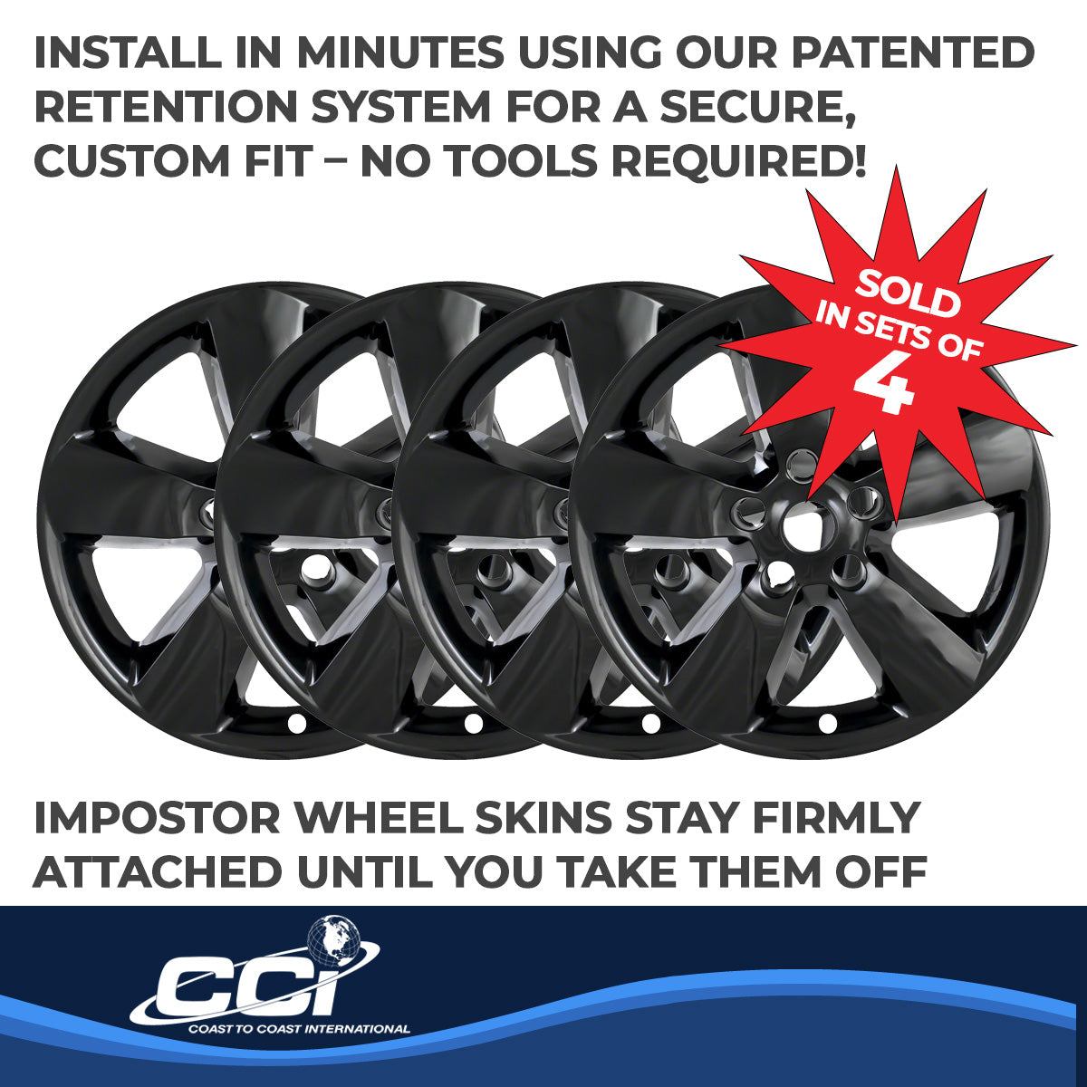 Coast To Coast Wheel Cover 20 Inch 5 Spoke Gloss Black Set Of 4