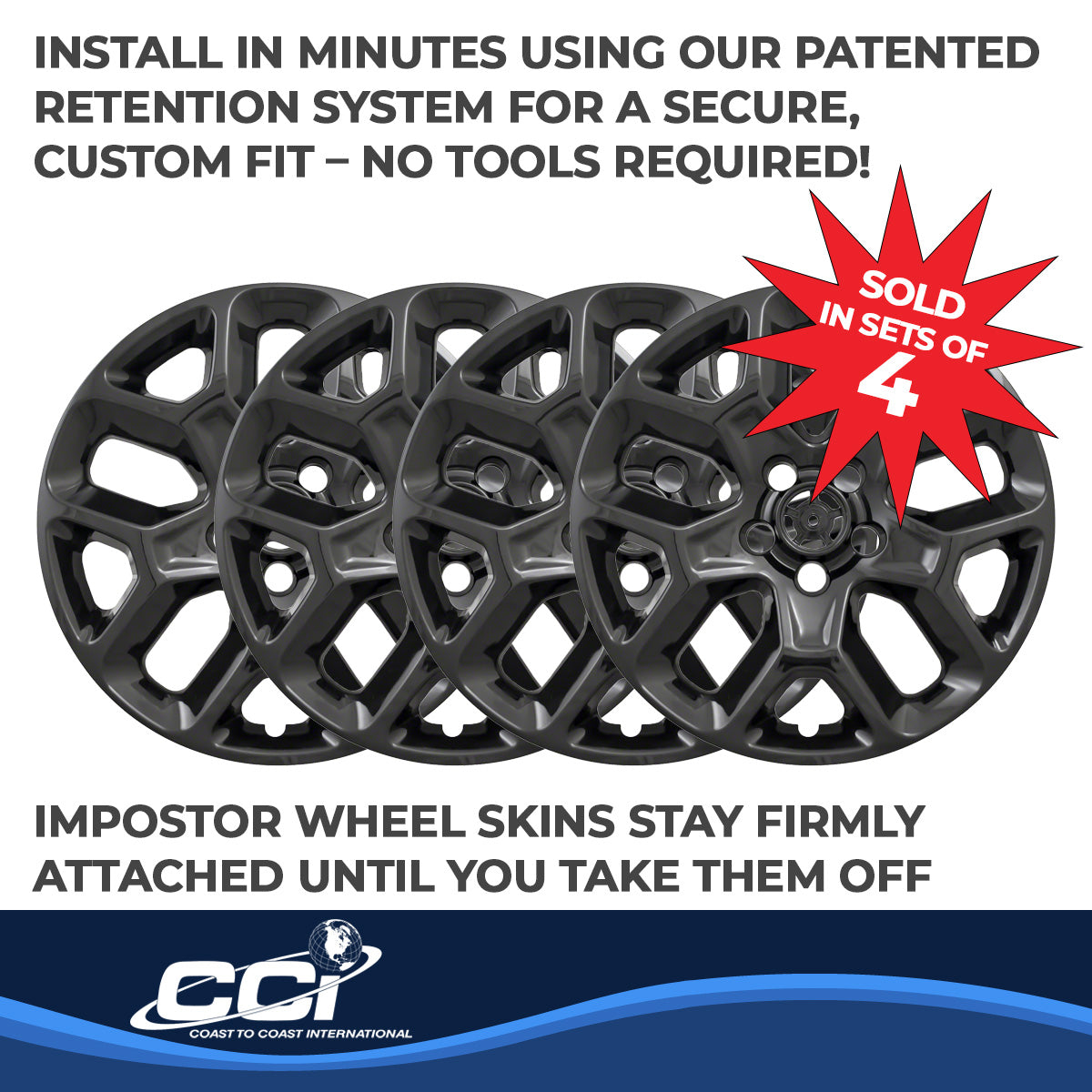 Coast To Coast Wheel Cover 17 Inch 10 Vent Black ABS Set Of 4