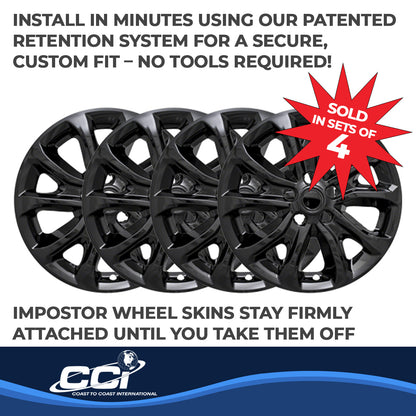 Coast To Coast Wheel Cover 17 Inch 5 V-Spoke Gloss Black Set Of 4