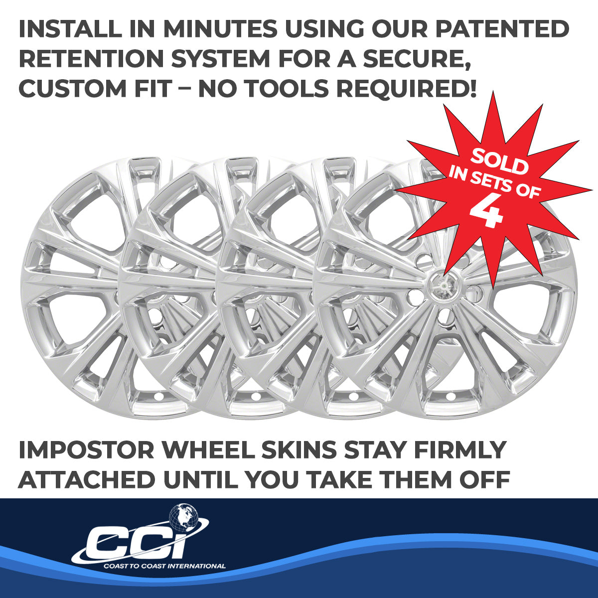 Coast To Coast Wheel Cover 17 Inch 5 Double Spoke Chrome Set Of 4