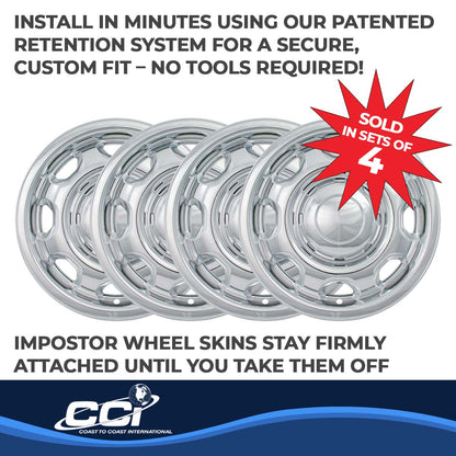Coast To Coast Wheel Cover 17 Inch 8 Slot Chrome Set Of 4 Steel