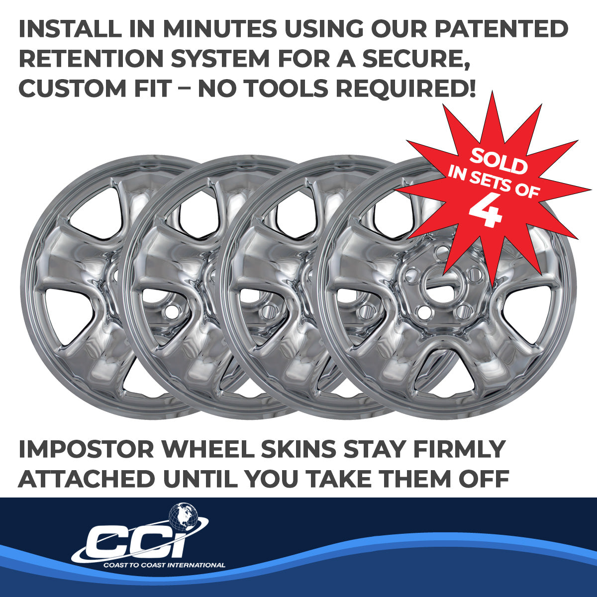 Coast To Coast Wheel Cover 16 Inch 5 Spoke Chrome Set Of 4 Steel