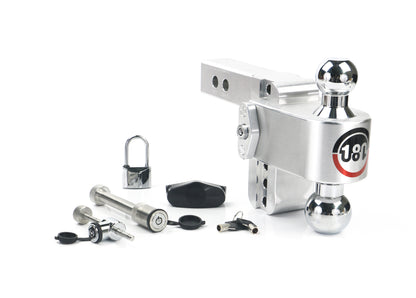 180 Hitch Chrome Ball 4" Drop Hitch With 2" Shank Keyed Alike WS05 WS11 WS12 Included
