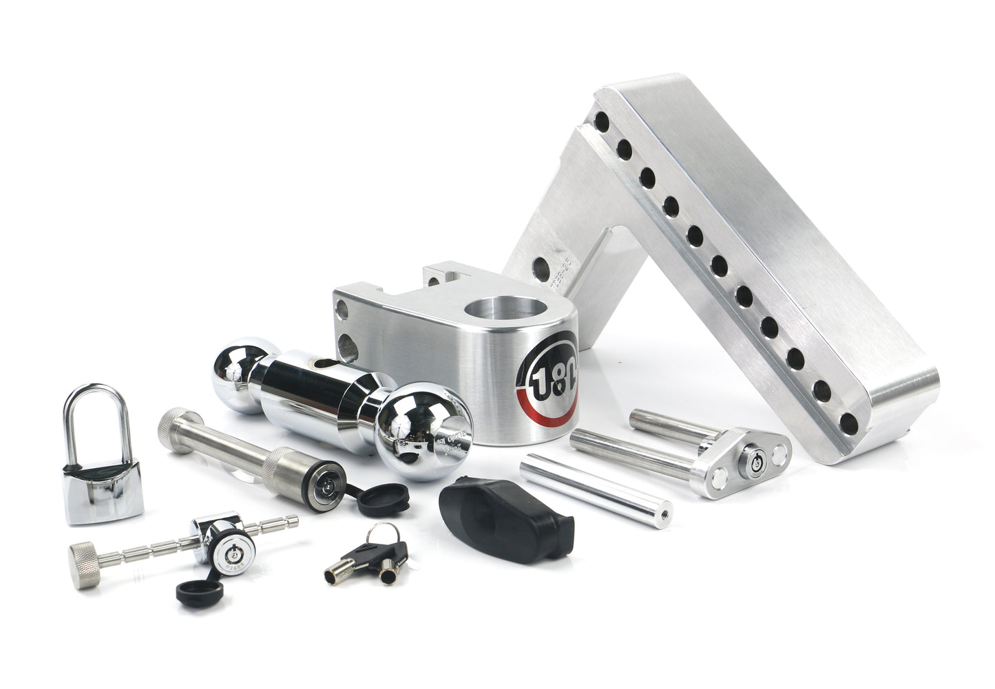 180 Hitch Chrome Ball 8" Drop Hitch With 2.5" Shank Keyed Alike WS05 WS11 WS12 Included