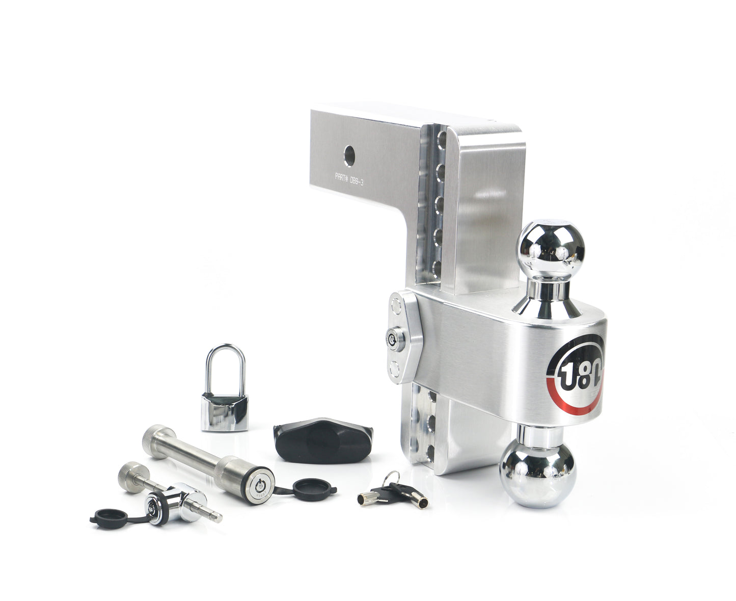 180 Hitch Chrome Ball 8" Drop Hitch With 3" Shank Keyed Alike WS05 WS11 WS12 Included
