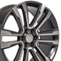 24" Replica Wheel CV44 Fits GMC Yukon Rim 24x10 Hyper Mach'd Wheel ET24