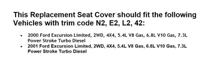2000-2001 Ford Excursion Seat Cover in Gray: Choose From Variation