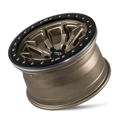 DIRTY LIFE DT-1 9303 SATIN GOLD W/SIMULATED BEADLOCK RING 17X9 5-127 -38MM 78.1MM 9303-7973MGD38