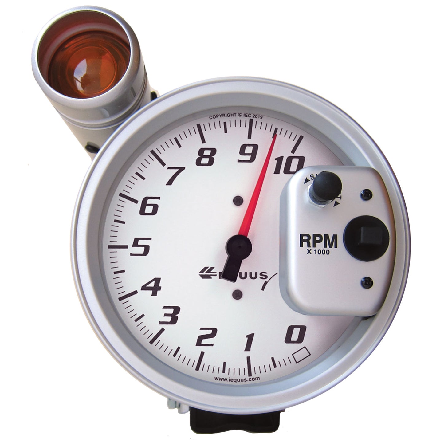 5 In PEDESTAL TACHOMETER 0-10000 RPM WHITE EQUUS