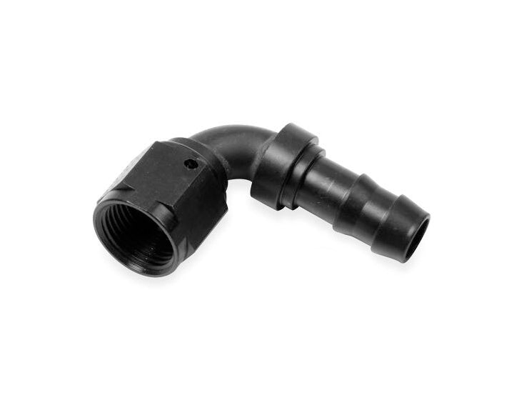 6an 90-Deg to 3/8 Male Barb Hose End - Black - AT709167ERL