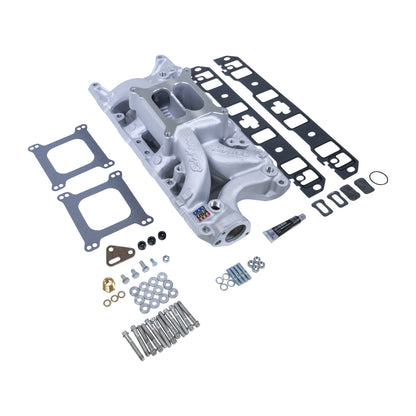 Manifold & Install Kit  SB Ford RPM Air-Gap 7521 W/Gaskets  Bolts  Studs  RTV