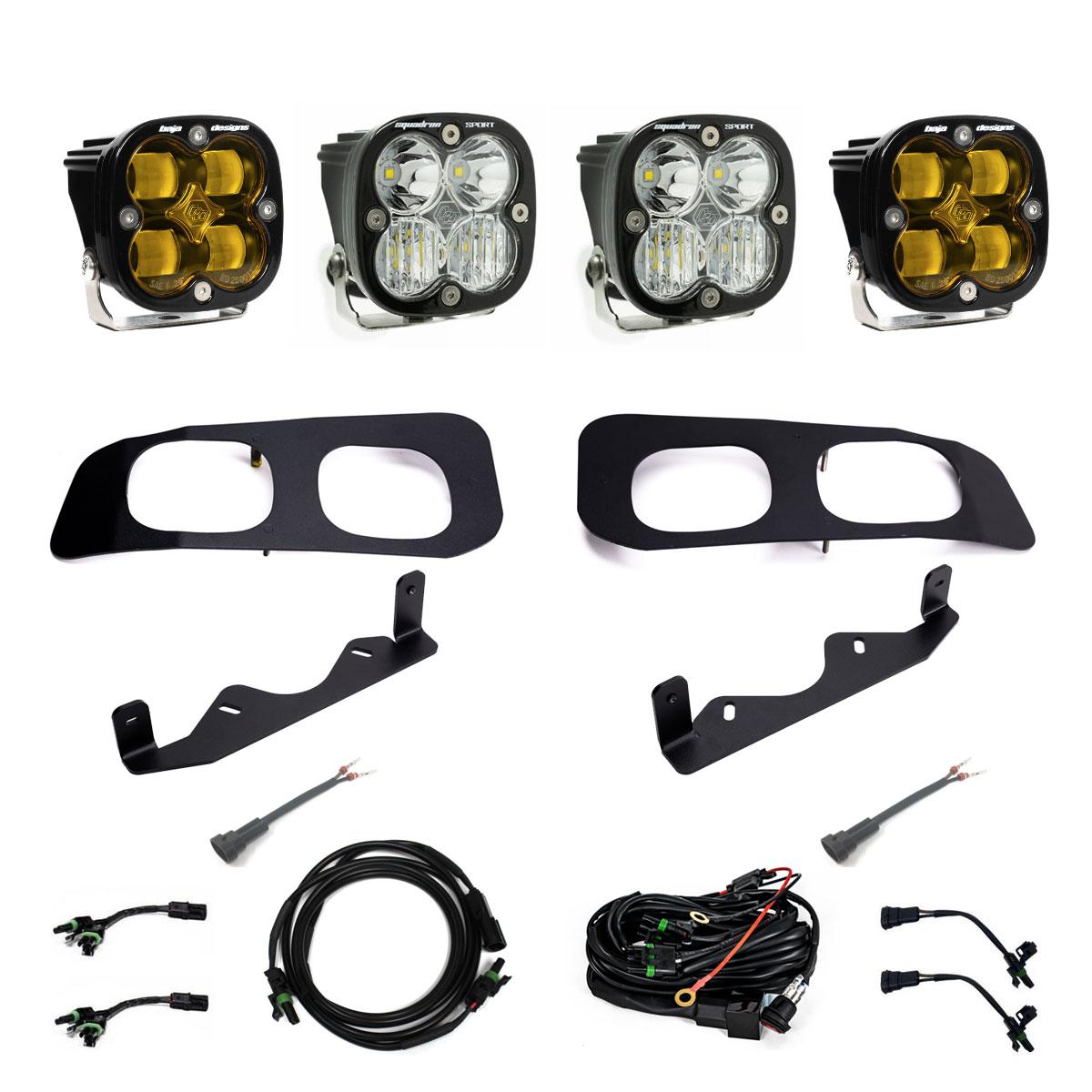 Squadron SAE/Sport Fog Pocket Kit - 2023-25 Ford F-250/350 Super Duty (SAE Fog; Baja Amber; Toggle Wiring)