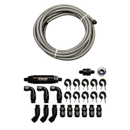 FiTech Go Fuel AN-6 PTFE Stainless Steel 40 Ft Hose Kit