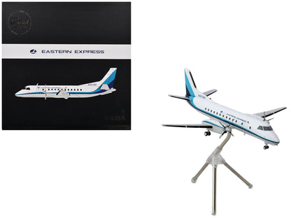Saab 340A Commercial Aircraft "Eastern Express/Bar Harbor" (N407BH) White with Blue Stripes "Gemini 200" Series 1/200 Diecast Model Airplane by GeminiJets  free shipping USA
