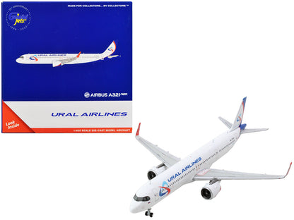 Airbus A321neo Commercial Aircraft "Ural Airlines" White with Blue Tail 1/400 Diecast Model Airplane by GeminiJets  free shipping USA