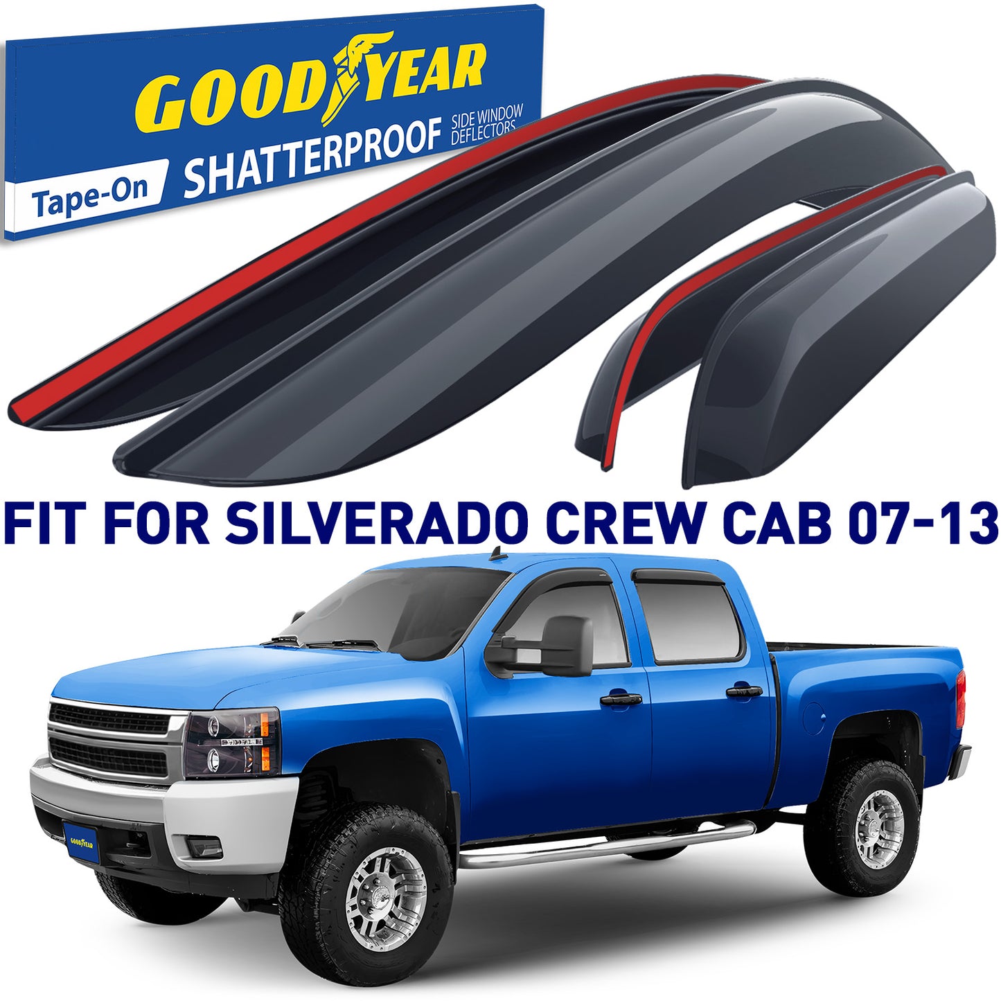 GOODYEAR Tape-On Window Deflectors Shatterproof
