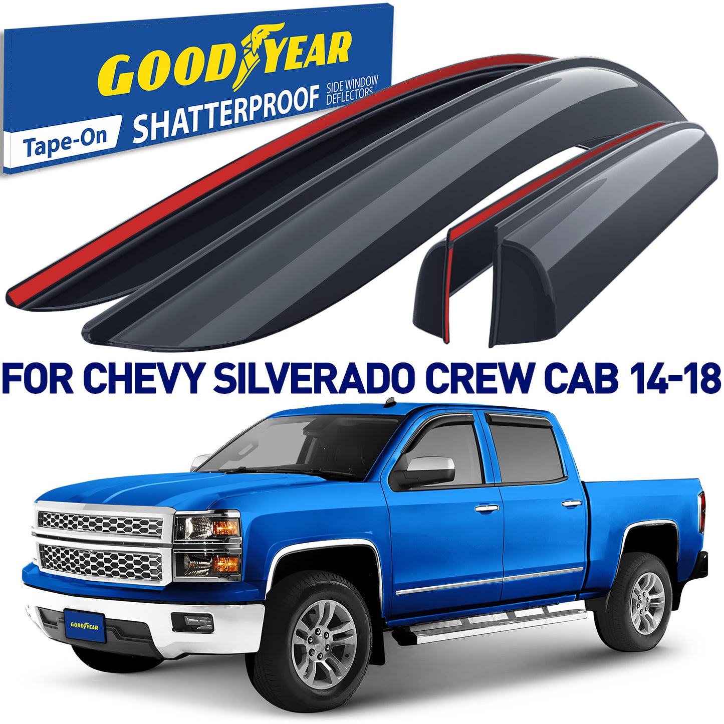 GOODYEAR Tape-On Window Deflectors Shatterproof