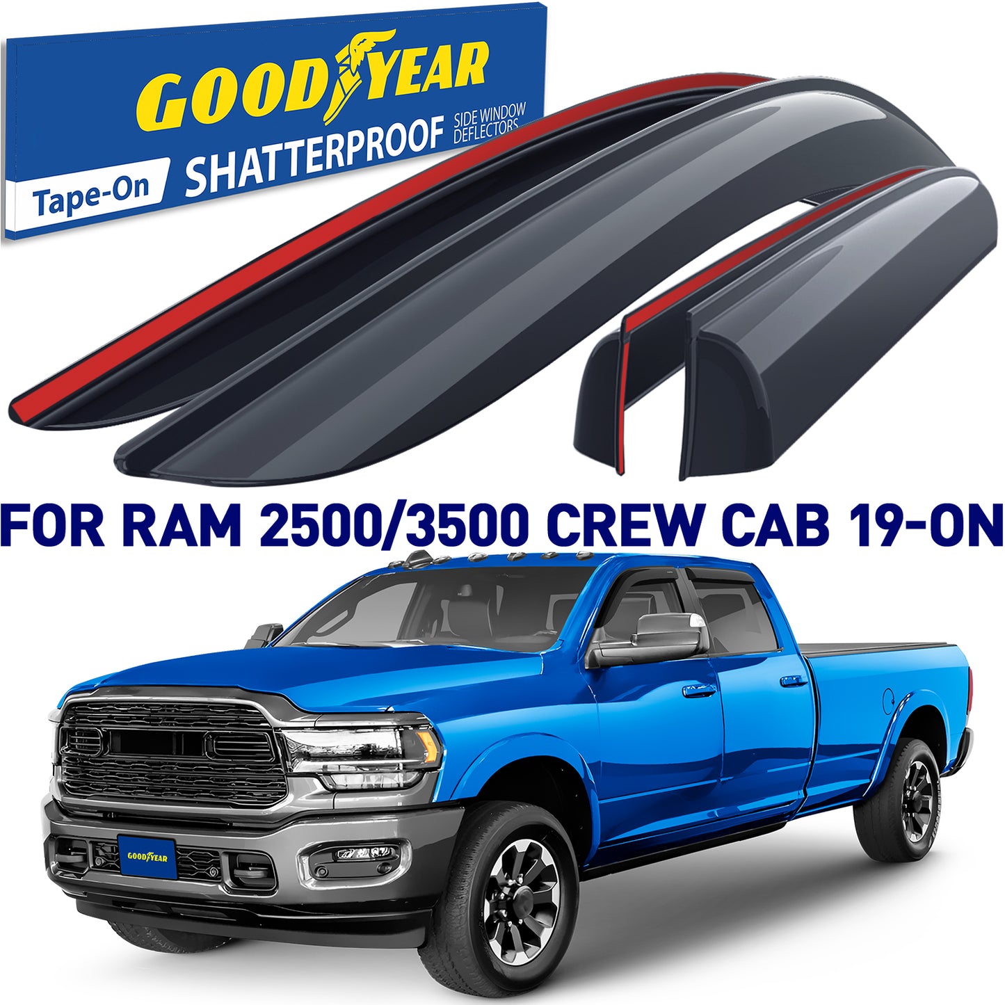 GOODYEAR Tape-On Window Deflectors Shatterproof