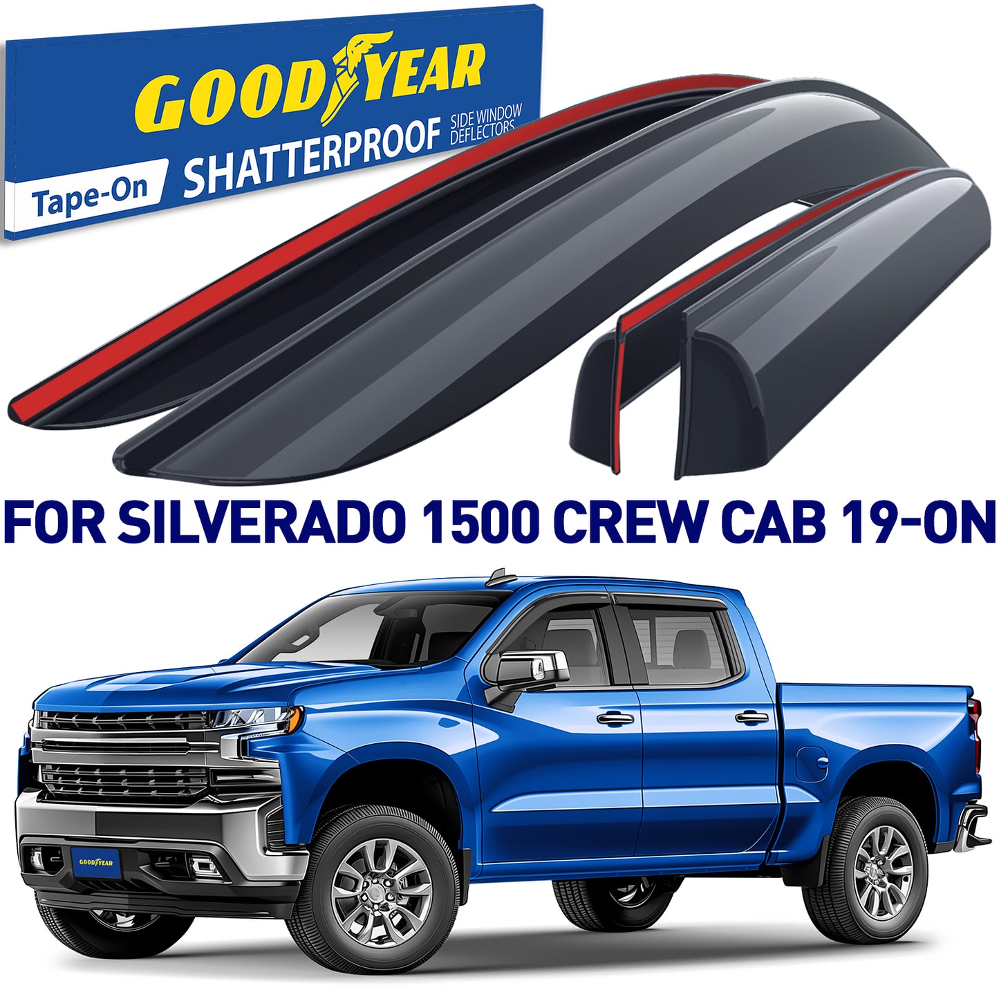 GOODYEAR Tape-On Window Deflectors Shatterproof