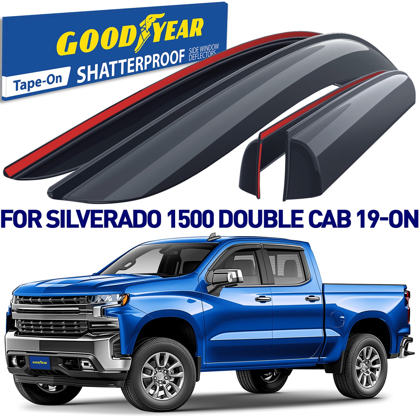 GOODYEAR Tape-On Window Deflectors Shatterproof