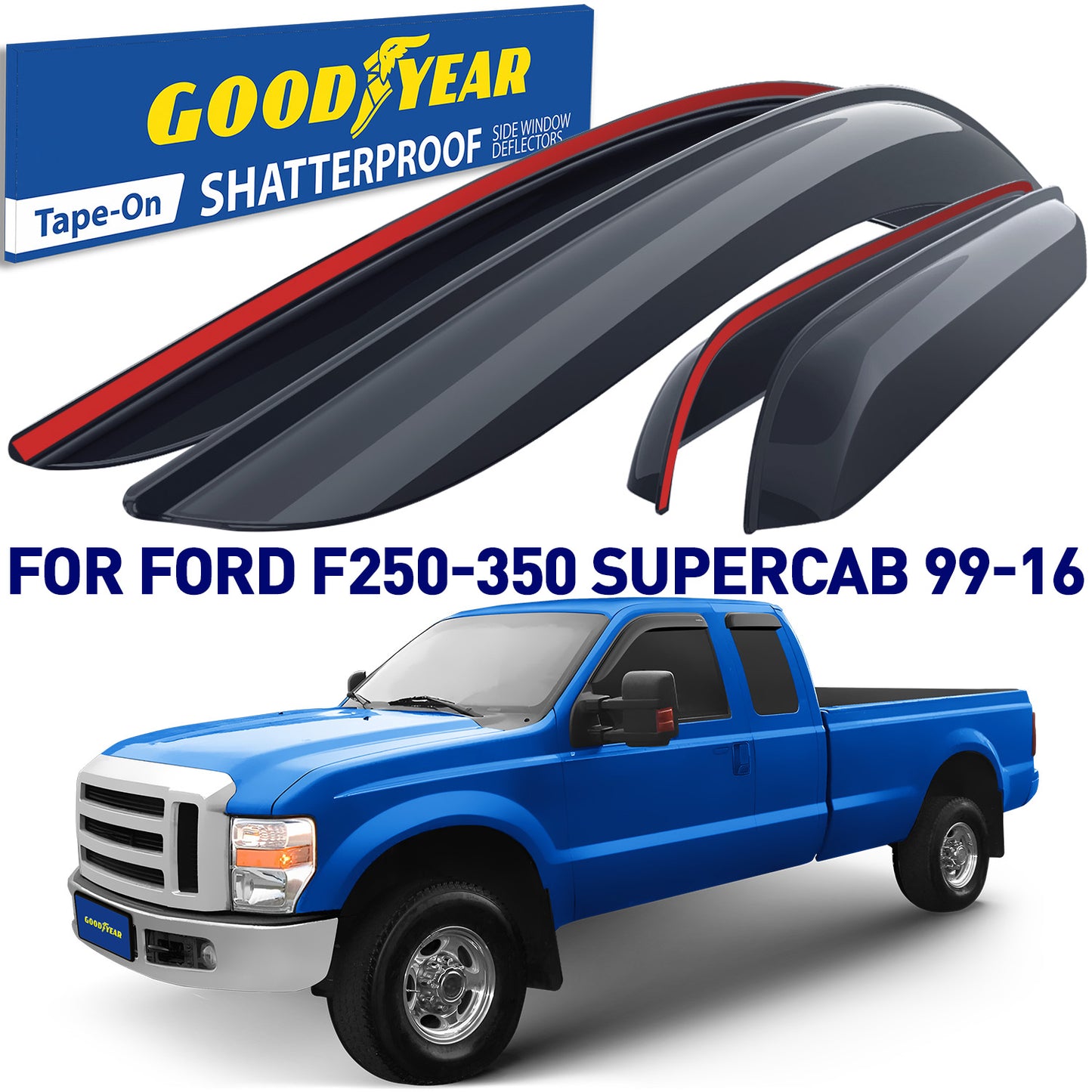 GOODYEAR Tape-On Window Deflectors Shatterproof