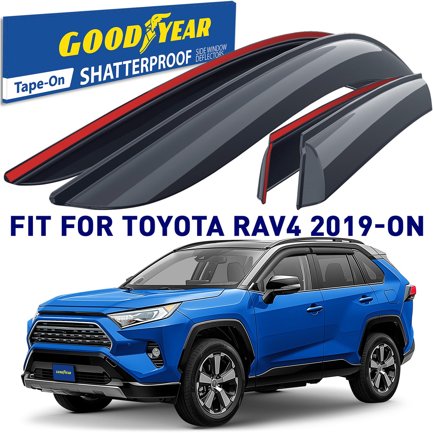 GOODYEAR Tape-On Window Deflectors Shatterproof